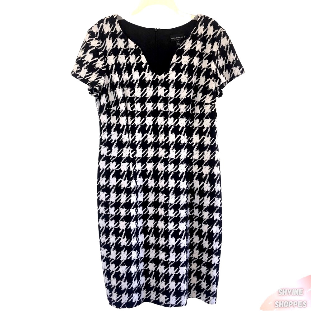 Connected Apparel Black and White Silhouette Dress ~ Size 12